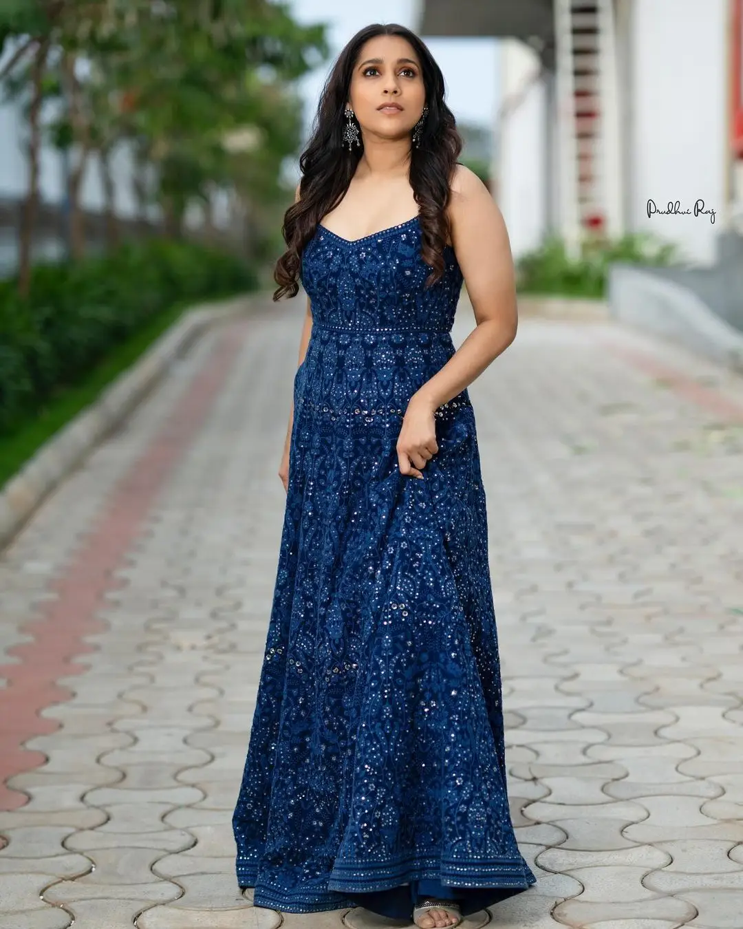 Rashmi Gautam In Sleeveless Blue Gown